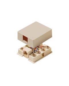 Eagle Data Surface Mount Jack 8 Conductor Ivory Modular Gold Contacts Single Port 8P8C 1-Port RJ45 Surface Mount Jack 8-Conductor Wire One Port Data Block Phone Line Cable Connect Wall Box Plug