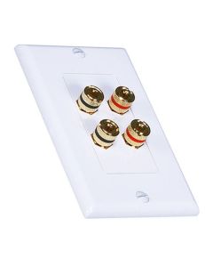 Eagle Banana Binding Speaker Wall Plate Dual 2 Pair White 4 Post Gold Plate Decora Decorative Insert with White Wall Plate Audio Cable Digital Signal Interface Sound Transfer Module