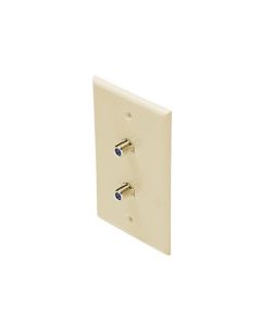Eagle Wall Plate with Dual F-81 Almond 3 GHz F Jack Coaxial Video Signal Outlet High Frequency Connector Satellite Duplex TV Antenna Signal Flush Mount with 75 Ohm Barrel Plug Jacks