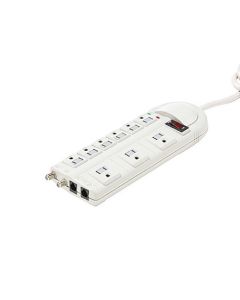 Steren 905-222 9-Outlet Plastic Surge Strip 1500 Joules UL 6' FT Cord Phone Fax Modem TV Port 3 Line Protection Surge Power Protector with LED Surge and Wiring Indicator Lights, On/Off Power Switch, Part # 905222