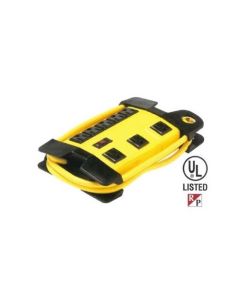 Steren 905-608 8 Outlet Power Strip AC Safety Yellow Metal Housing PVC Jacket Work Shop Professional Grade with Heavy Duty 6' FT Cord Management, Lighted On/Off Power Switch, Part # 905608