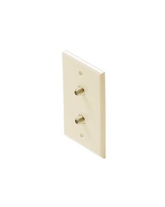 Philips PH61029 Wall Plate Female Dual F-Connector Ivory Coaxial Coupler Gold Plate Twin 75 Ohm Digital Signal Duplex Double Port Flush Mount Outlet Cover with Plug Jacks, Part # PH-61029