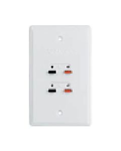 Eagle Speaker Cable Wall Plate White 4 Post Stereo Jack 16 AWG Four Position Speaker Jack Push Clip Philips PH62081 Flush Mount Connection Audio Signal Stereo 16 Gauge