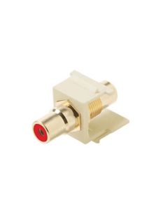 Eagle RCA Keystone Jack Insert Almond with RED Band Gold Plate Female to Female QuickPort Audio Video Snap-In, Wall Plate Snap-In Data Junction Component Connection