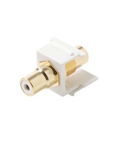Steren 310-463WH-10 RCA Jack to Jack 10 Pack White Keystone with White Band Connector Jack Insert QuickPort Audio Video Snap-In, Wall Plate Snap-In Data Junction Component Connection, Part # 310463-WH-10