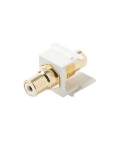 Eagle RCA Keystone Jack White Female to Female White Band Connector Jack Insert QuickPort Audio Video Snap-In, Wall Plate Snap-In Data Junction Component Connection