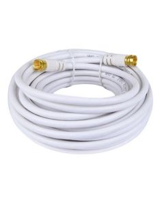 Eagle 25' FT RG59 Coaxial Cable White with F-Connector Each End 75 Ohm Factory Installed Gold RG-59 Coax Audio Video Signal Component Shielded TV Jumper