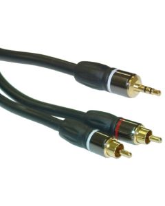 Steren 254-045 6' FT Python 3.5mm Stereo Male to 2-RCA Male Y Cable Splitter Home Theater Gold Series Y-Cable Splitter Adapter Pure Oxygen Free Copper Fully Molded Heavy Duty Ultra Flex PVC Jacket Interconnect Cable, Part # 254045
