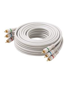 Eagle 25' FT RCA Video Component Cable 3 RCA Male to Male Ivory Gold Python Shielded Color Coded Gold Plated Connectors Python Cable Stereo Double Shielded 3-RCA Cable Digital Signal Jumper