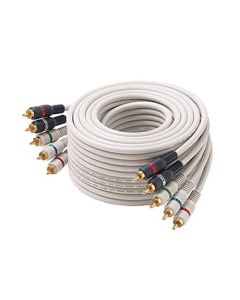 Eagle 100' FT 5-RCA Python Cable Component Gold HDTV Audio Video Ivory Ribbon Male Color Coded RGBRW Gold Plated Connectors Stereo Double Shielded 5- RCA A/V Cable Digital Signal Jumper