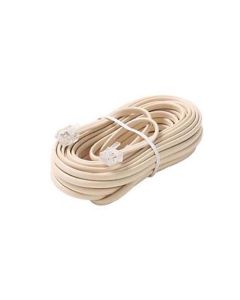 Eagle 100' Telephone Line Cord Flat with RJ11 Plug Connection Each End Ivory 4-Conductor Modular End Phone Voice Ultra Flexible Flat Telephone Cord Extension RJ-11 6P4C Snap-In Connector Jacks