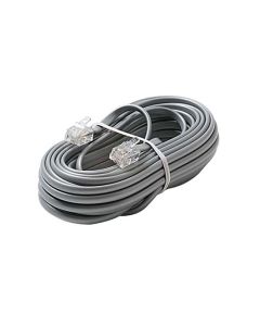Eagle 12' FT Telephone Cord Cable Satin Silver 4 Conductor RJ11 Plugs Each End Modular Flat Voice Data Telephone Line 6P4C RJ-11 Phone Cord Cross-Wired for VoIP