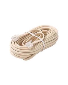 Eagle 304-050IV 50' FT Phone Cord Ivory 4 Conductor Line with RJ11 Plugs Each End Modular Telephone Flat Cord Cable 6P4C Phone Cord Cross-Wired for VoIP Cable Line Connector