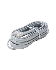 Steren 306-715SL 15' FT Data Line Cord Cable Satin Silver 6-Conductor Wire Transfer Modular Flat RJ12 Each End Data Processing Flat 28 AWG Wire Plug Jack Connect Communication Extension Cable, Part # 306715-SL