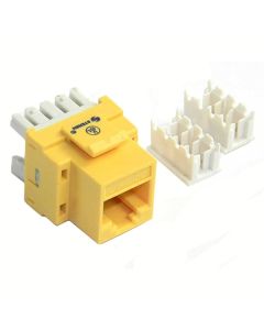 Eagle CAT5e Keystone Jack Yellow RJ45 110 Type 8P8C Insert Modular Multi-Media Datacom Network Connector QuickPort 8 Wire Twisted Pair Snap-In Telecom Port