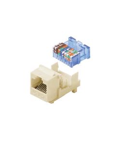 Eagle CAT5E Keystone Jack Insert Almond RJ45 Tooless Connector CAT-5E Network 8P8C RJ-45 QuickPort 8 Wire Twisted Pair Modular Telephone Wall Plate Snap-In Insert Computer Data Telecom