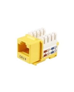 Eagle CAT6 Keystone Jack Yellow 90 Degree RJ45 Connector Fast Media Network Gold 50 Micron Insert 8P8C QuickPort RJ-45 8 Pin Wire Twisted Pair Modular Wall Plate Snap-In Computer Telecom