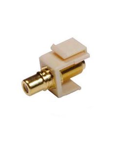 Steren 310-454IV Keystone RCA Female Jack to F Connector Adapter Multicolored Bands Insert Ivory Gold Plate QuickPort Audio Video Snap-In, Wall Plate Snap-In Data Junction Component Connection, Part # 310454-IV