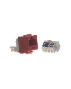 Channel Master CAT3 Keystone Jack Red RJ12 6 Wire Conductor Insert 110 Punch Down 6P6C RJ12 Telephone Insert RJ-11 CAT-3 RJ-12 Modular Plug QuickPort Snap-In Line with Gold Contacts for Signal Transfer, Part # AC3KJR