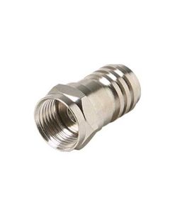 Steren 200-027-100 F-Crimp Universal Connector 100 Pack RG6 Tri and Quad Shield Hex Cable Nickel Plated Brass RG-6 Crimp-On F Connector Hex Crimp TV Antenna Audio Video Signal Coaxial Plugs, Part # 200027