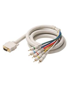 Eagle 6' FT SVGA 5 RCA Male Component Cable HD-15 Python HDTV Cable Component RGBYW Video Audio Cable Stereo 5-RCA Male to SVGA Ivory 24 K Gold Plate Color Coded Double Shielded Digital Signal Jumper