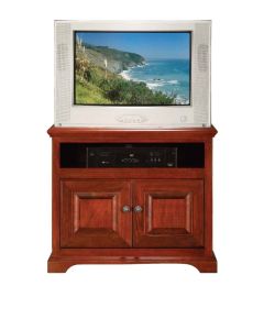 Eagle Industries 92522 32" Inch TV Stand Cart Entertainment Console Spring Savannah Painted Wood Furniture Entertainment Cart with Fixed DVD VCR Shelf and Hidden Bottom Storage, Shown in Concord Cherry Finish, Part # E-92522