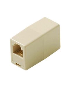 Eagle Phone In-Line Coupler Ivory 4 Conductor Female RJ11 Cord Extension Plug Connection Line Connector Cable Telephone Snap-In, Standard Splice Jack Add-On Fax Cable Wire Adapter