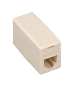 Steren 300-037 Telephone Coupler Ivory 6-Conductor 6P6C Data Modular RJ12 Gold Inline RJ-12 Phone In-Line Cable Female Jack Cord Add-On Snap Plug Adapter, Part # 300037