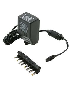 Steren 900-110 Universal Digital Switching Power Supply Adapter 1000 mA UL with Detachable Adapters DC/AC 6' FT Cord 3, 4.5, 6, 7.5, 9, 12 VDC Output Converter Transformer 110 VAC 50-60 Hz Adapter with Switchable Voltage Outputs, Part # 900110