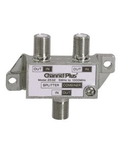 Channel Plus 2532 2 Way Splitter Combiner 25 Pack Bi-Directional 1 GHz Video Signal Coaxial DC Block Coax Cable Splitter UHF / VHF TV Antenna Combiner, 5-1000 MHz, Part # 2532